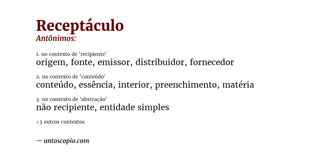 Antônimo de receptáculo