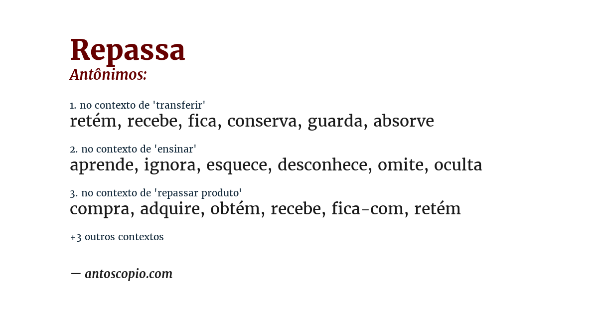 Antônimo de repassa