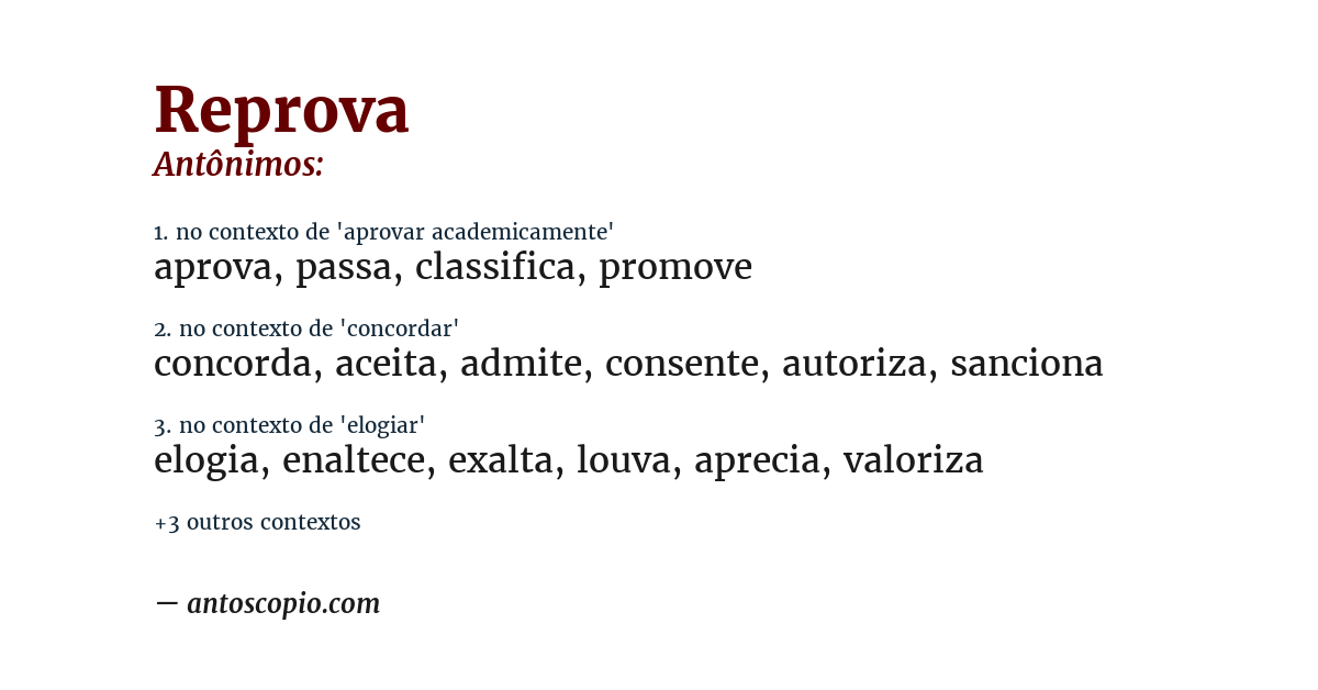 Antônimo de reprova