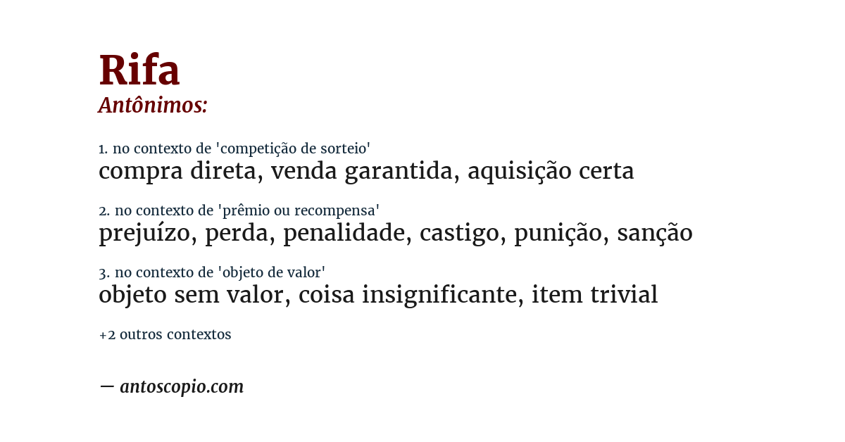 Antônimo de rifa