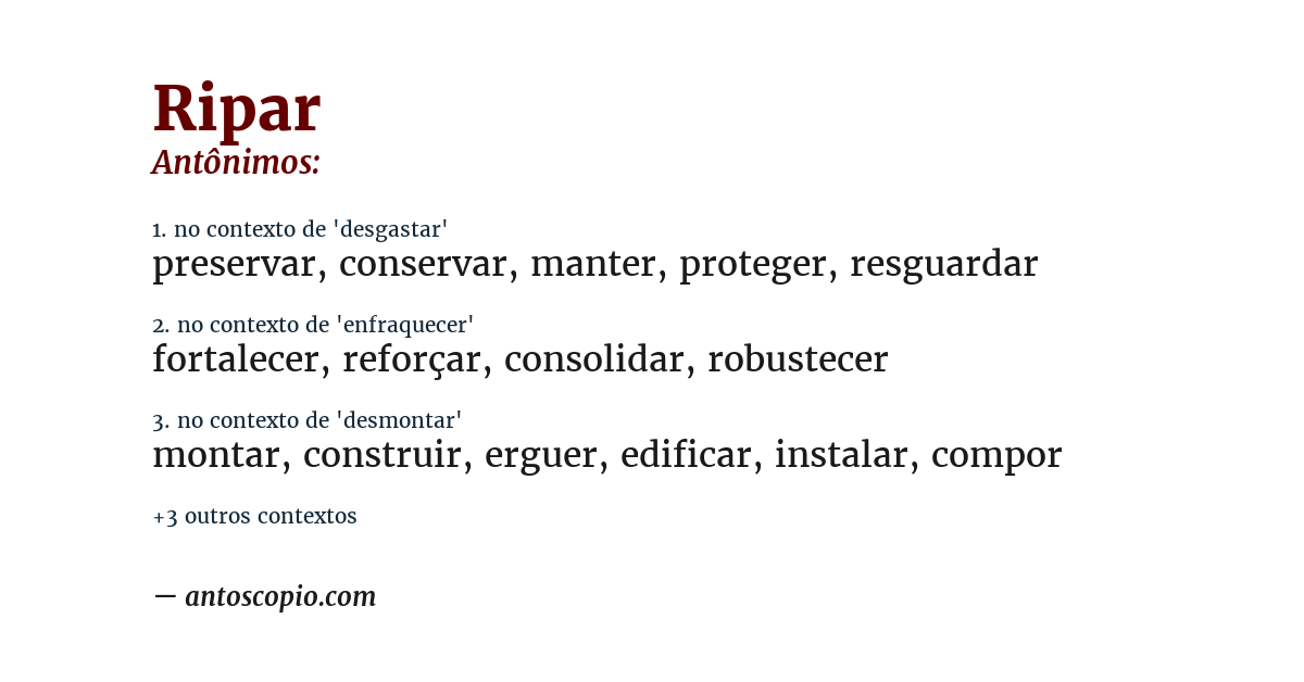 Antônimo de ripar
