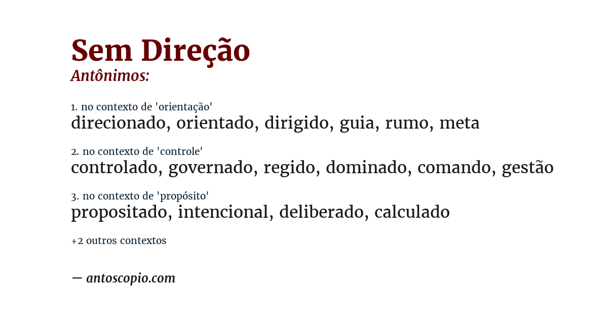 Antônimo de sem direção