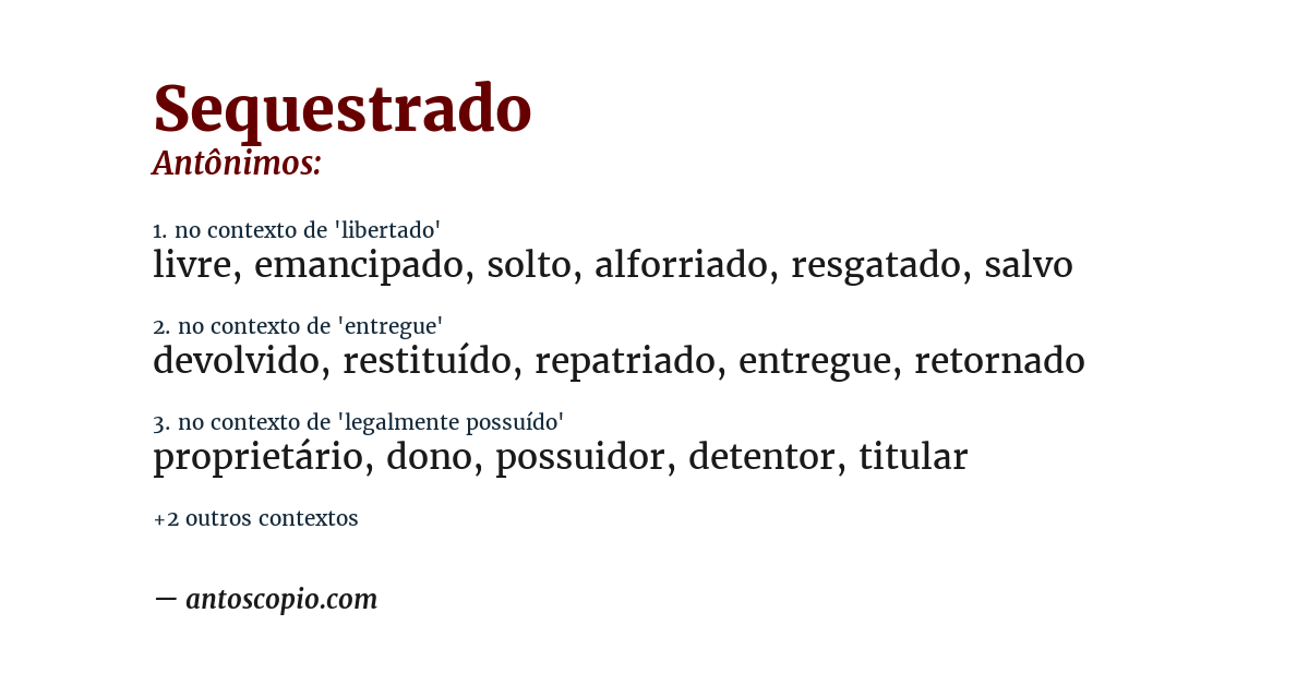 Antônimo de sequestrado