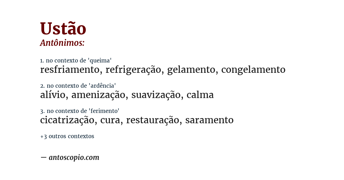 Antônimo de ustão