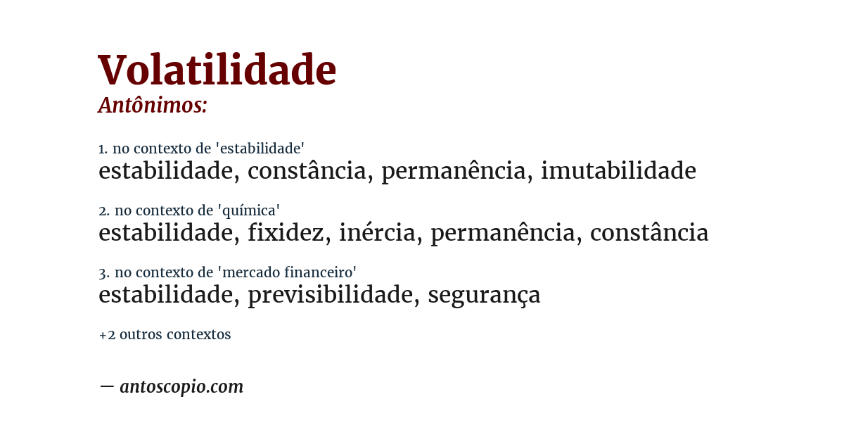 Antônimo de volatilidade