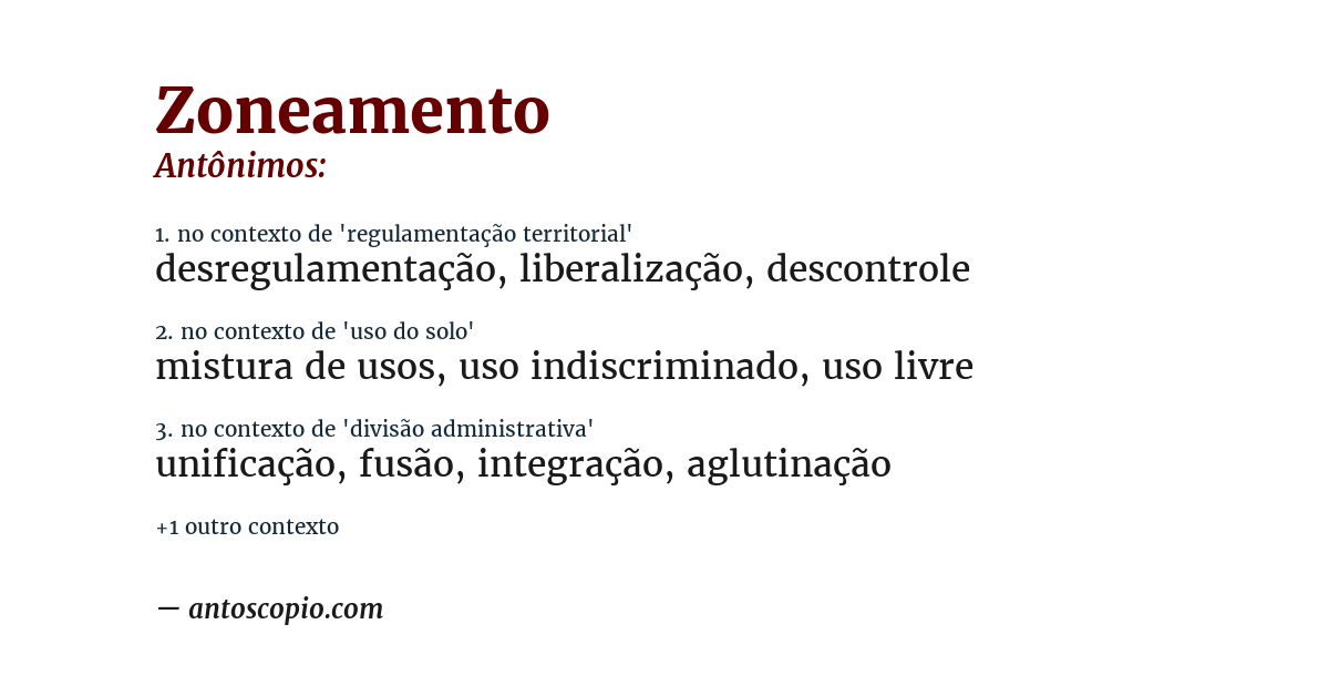 Antônimo de zoneamento