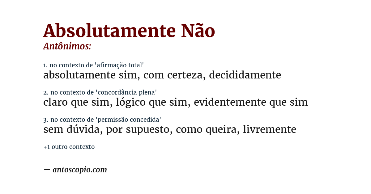 Antônimo de absolutamente não