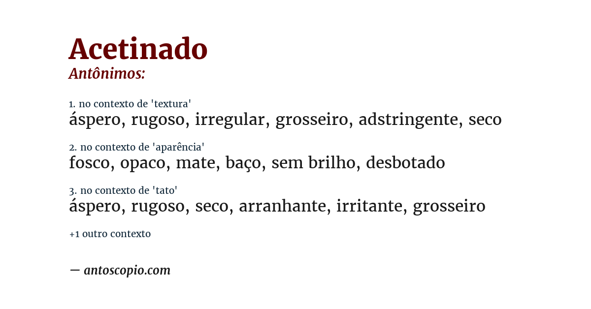 Antônimo de acetinado