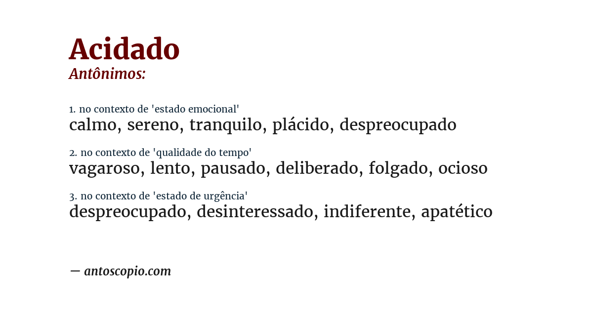 Antônimo de acidado