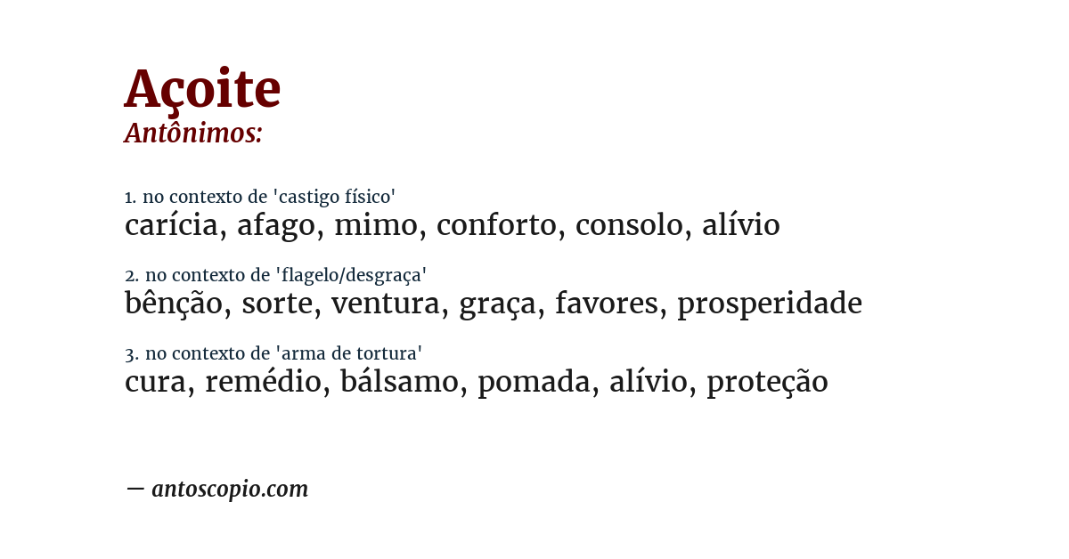 Antônimo de açoite