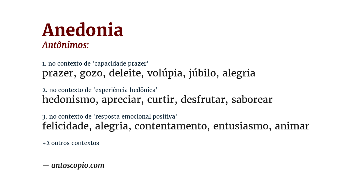 Antônimo de anedonia
