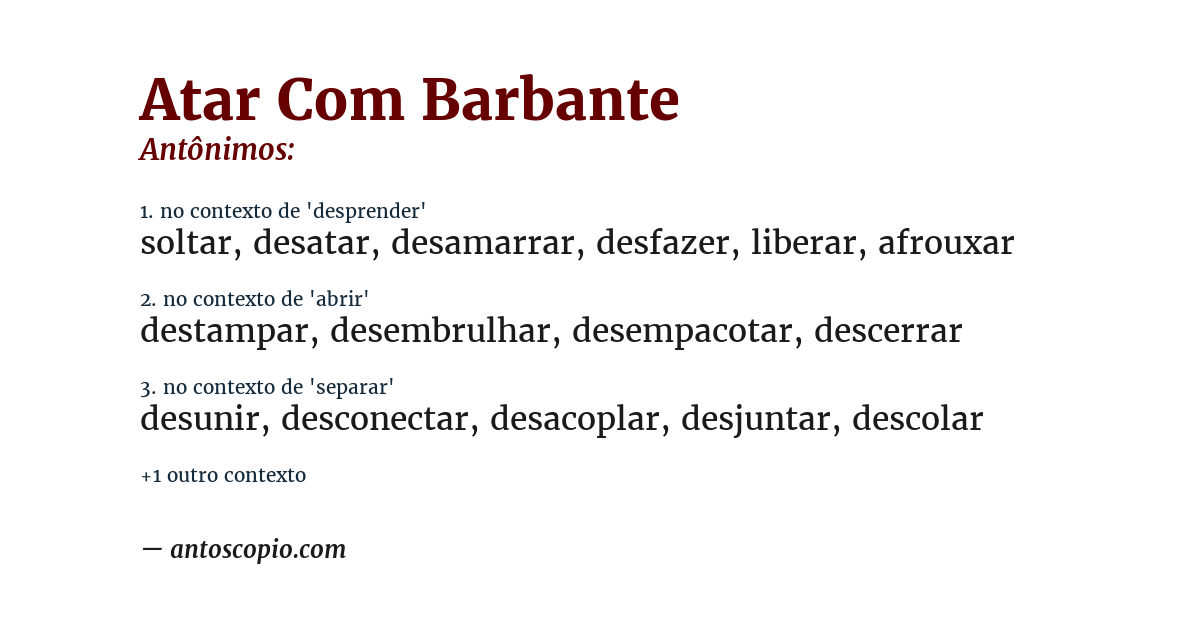 Antônimo de atar com barbante
