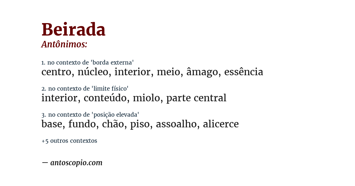 Antônimo de beirada