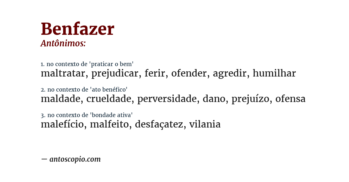 Antônimo de benfazer