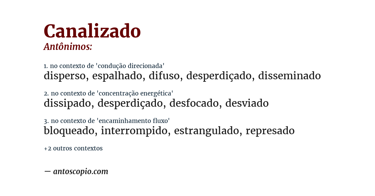 Antônimo de canalizado