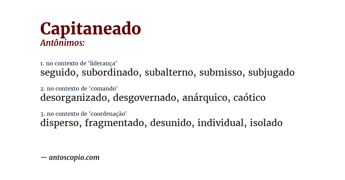 Antônimo de capitaneado