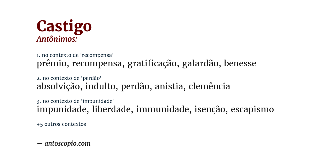 Antônimo de castigo