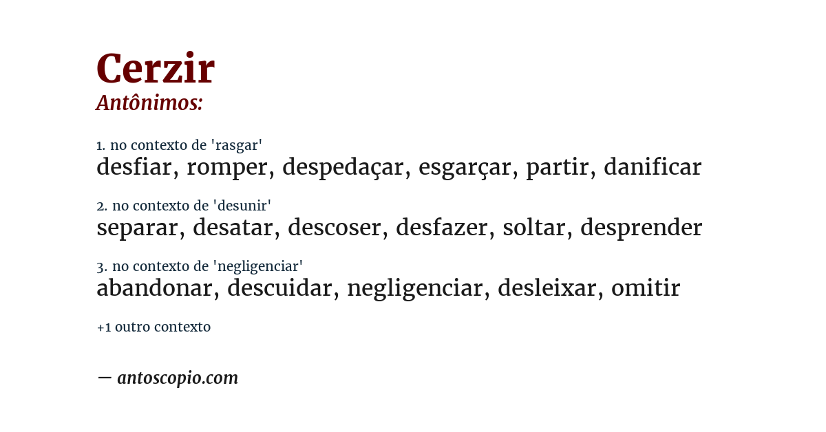 Antônimo de cerzir