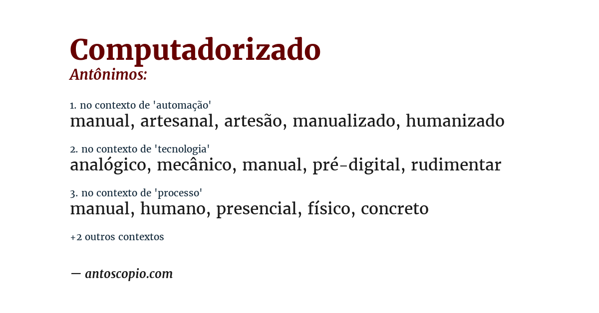 Antônimo de computadorizado