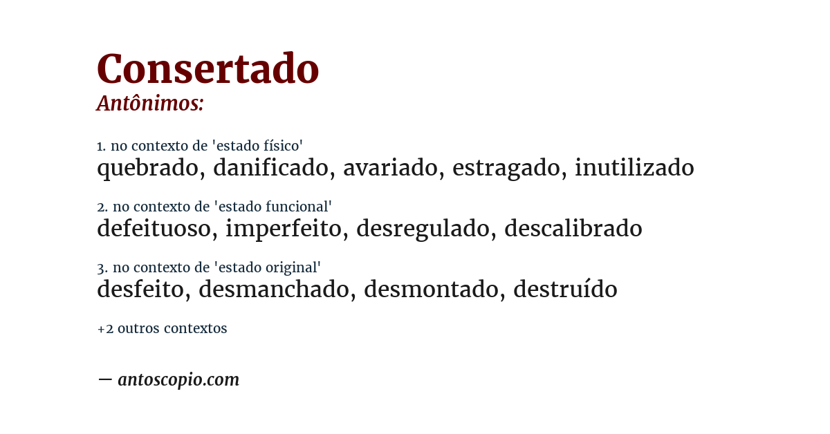 Antônimo de consertado