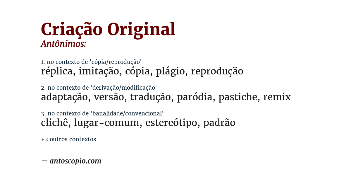 Antônimo de criação original