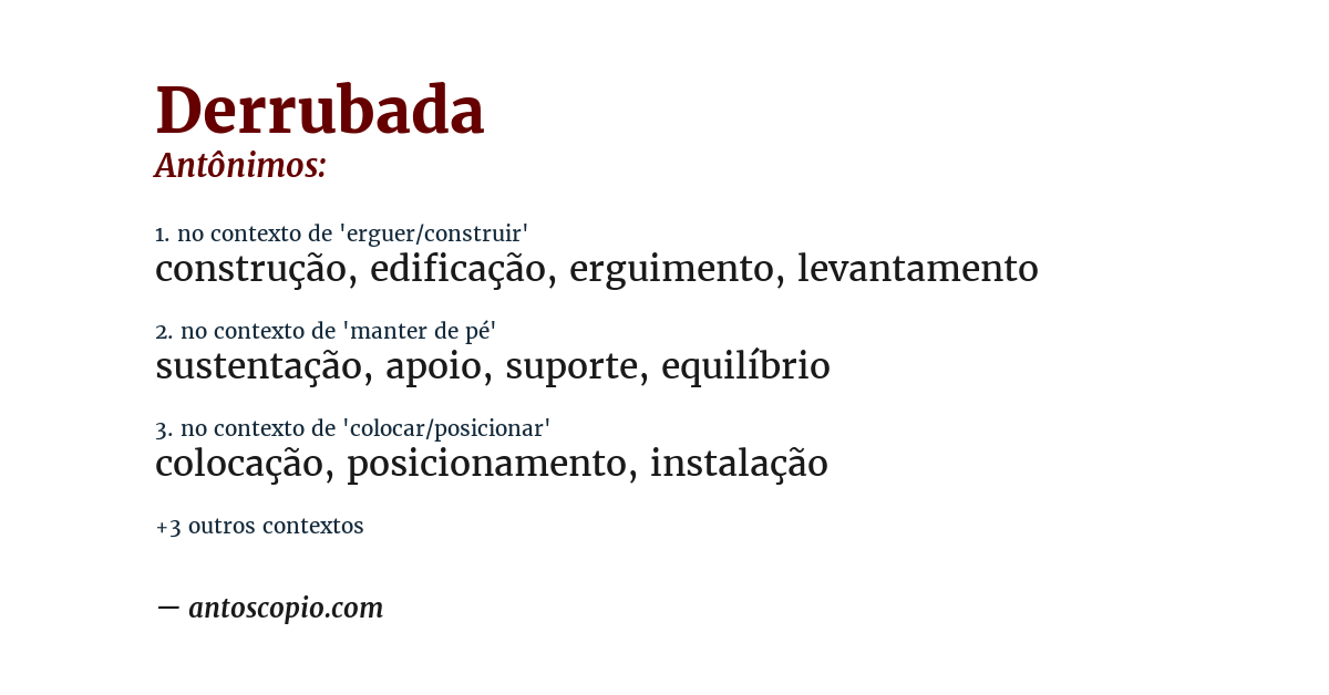 Antônimo de derrubada
