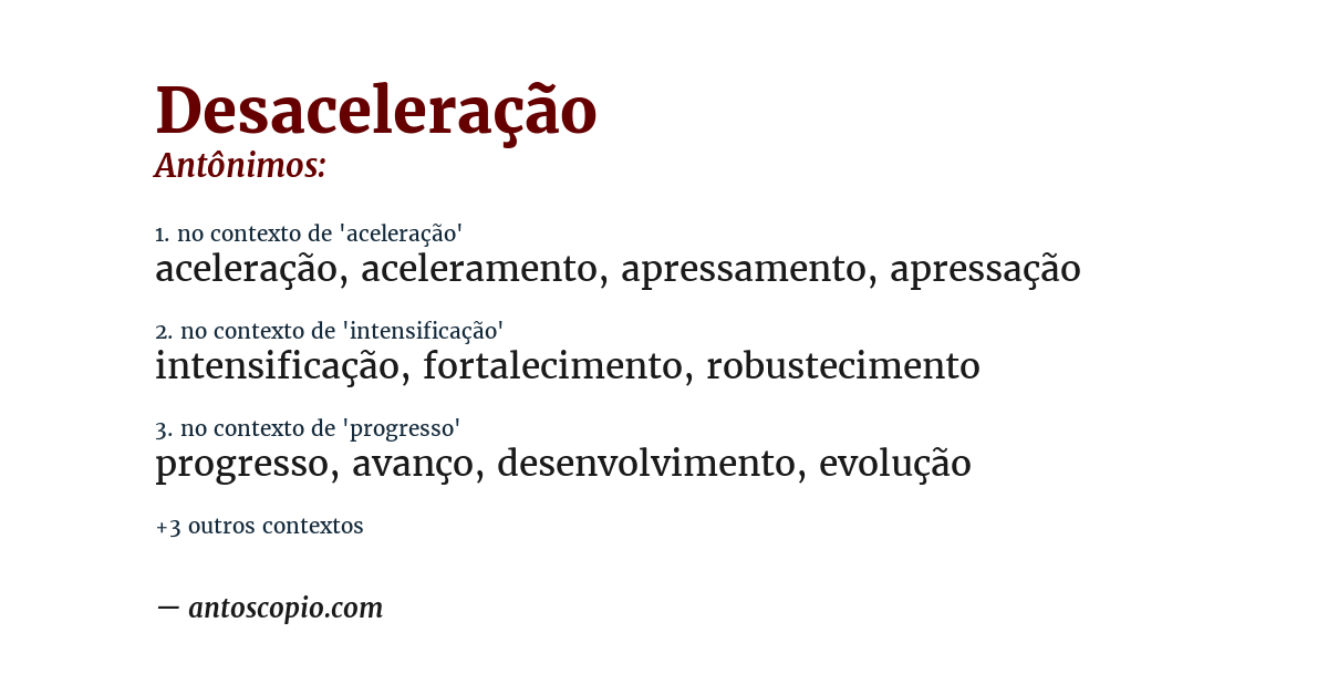 Antônimo de desaceleração