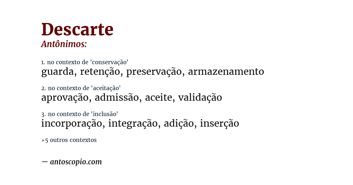 Antônimo de descarte