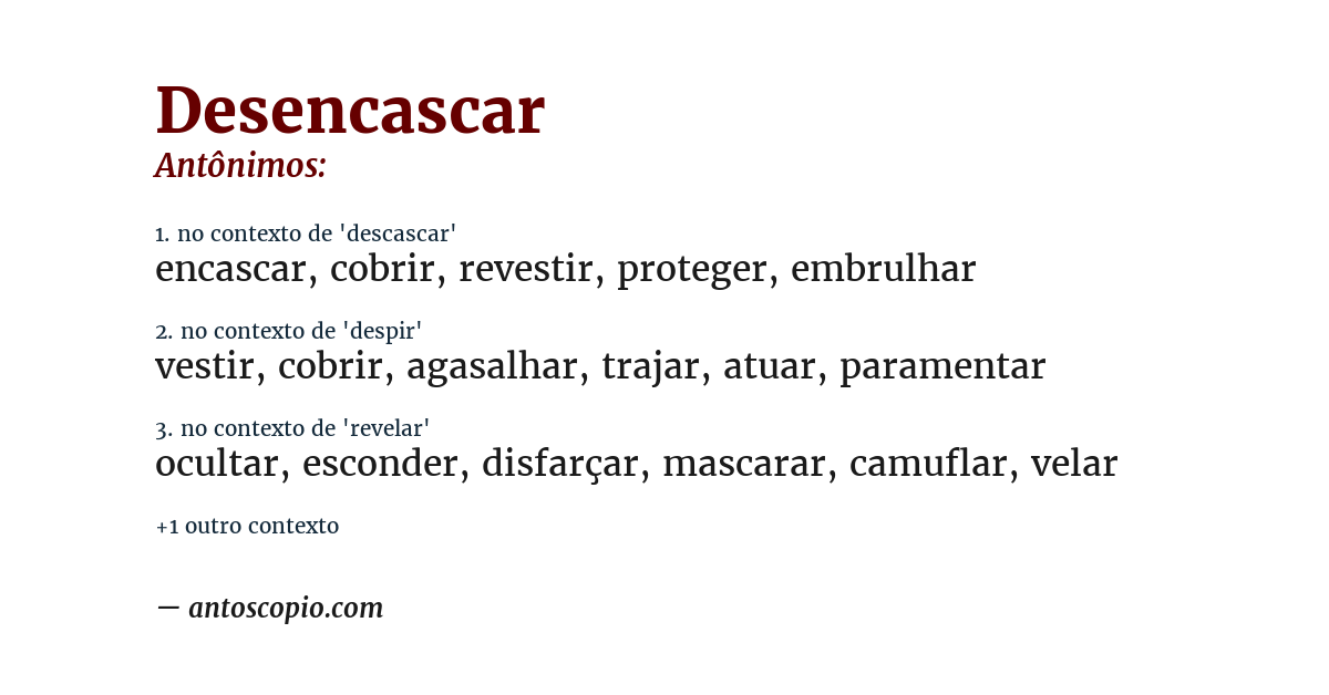 Antônimo de desencascar