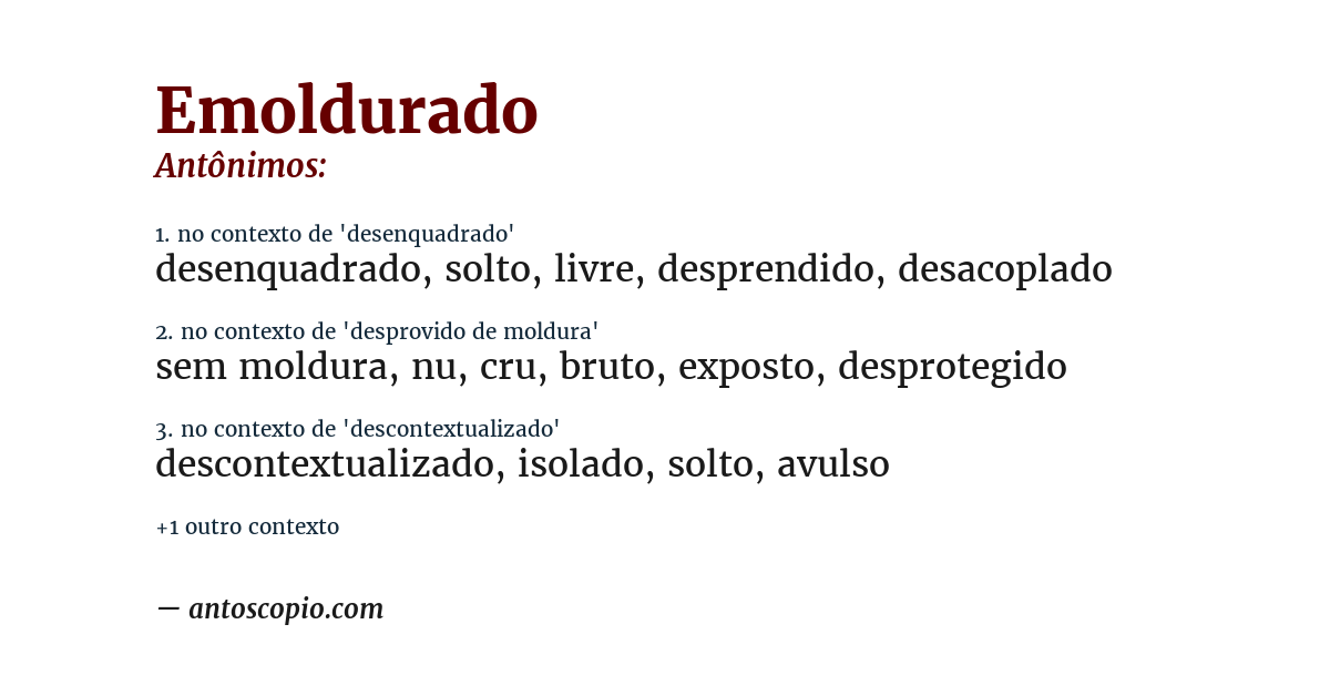 Antônimo de emoldurado