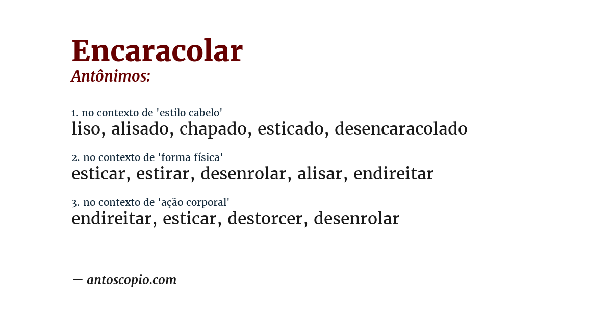 Antônimo de encaracolar