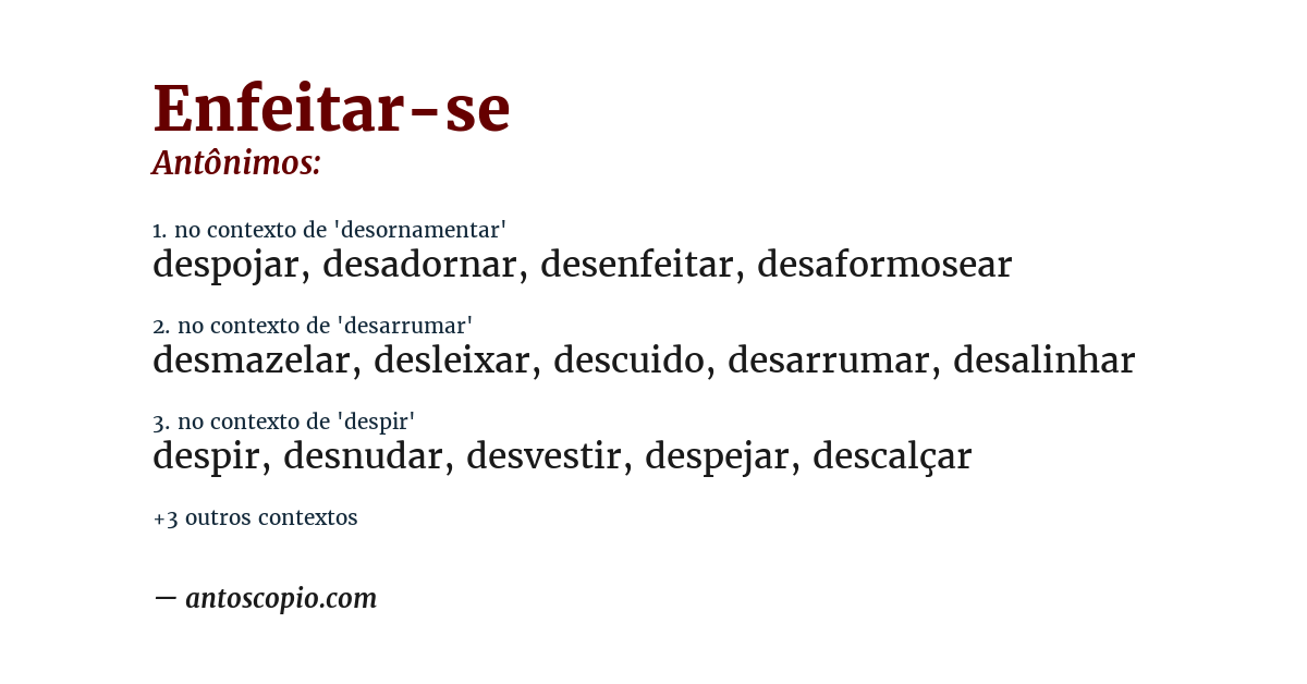 Antônimo de enfeitar-se