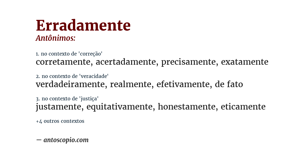 Antônimo de erradamente