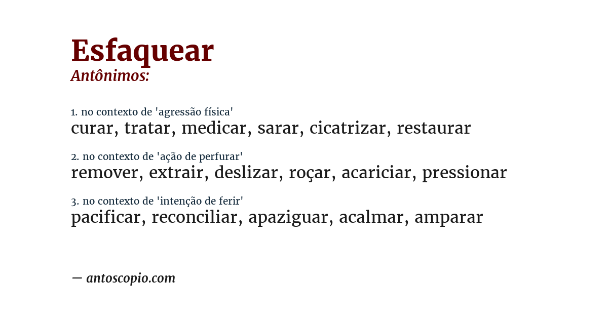 Antônimo de esfaquear