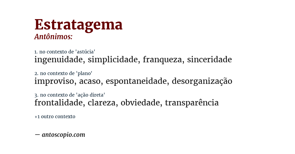 Antônimo de estratagema