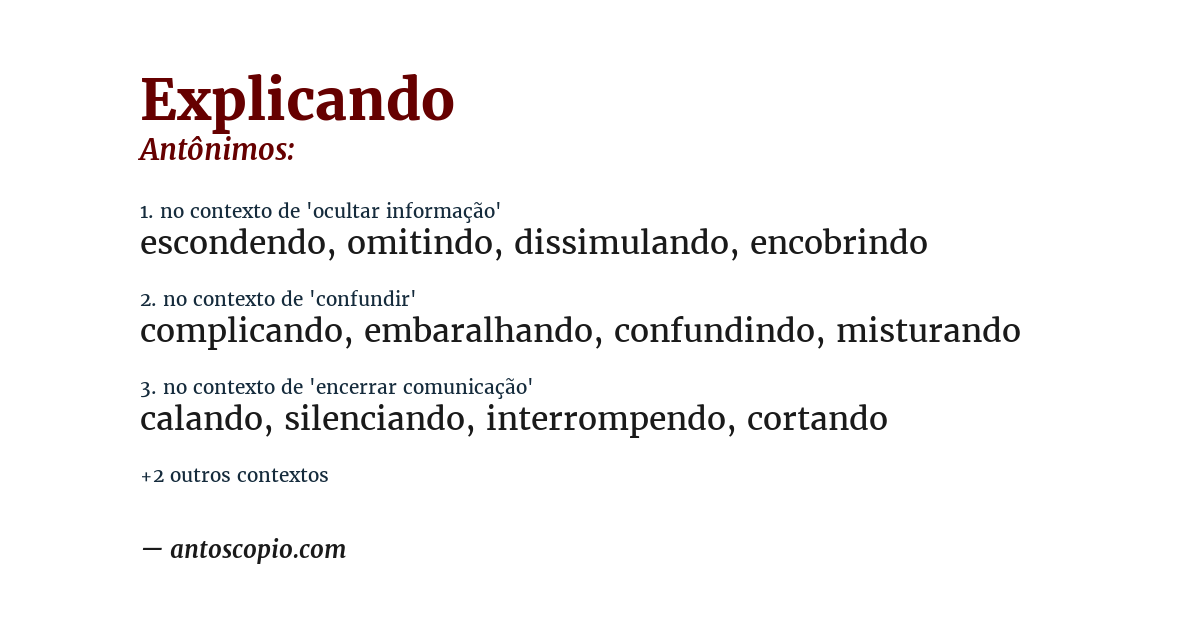 Antônimo de explicando