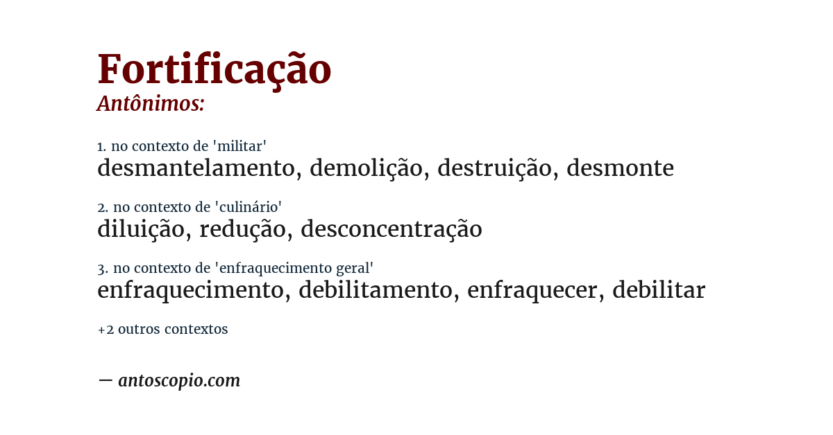 Antônimo de fortificação