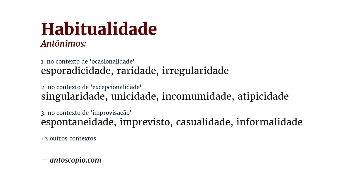 Antônimo de habitualidade
