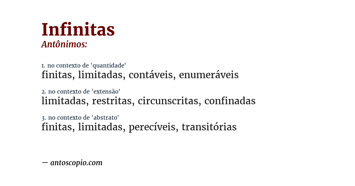 Antônimo de infinitas