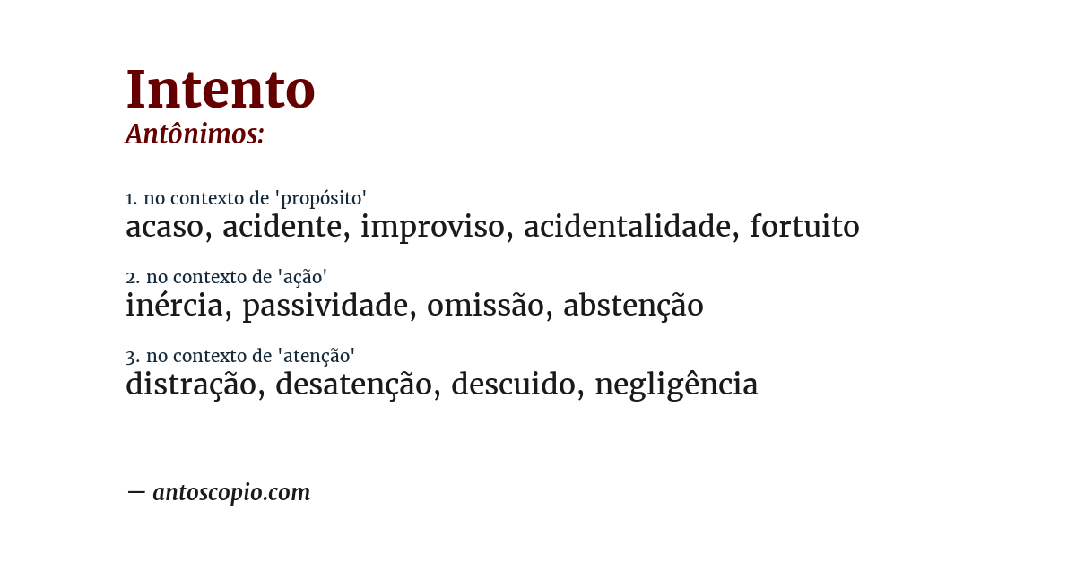 Antônimo de intento