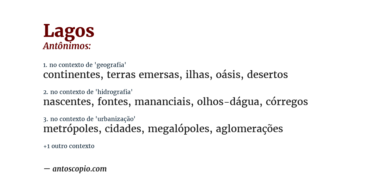 Antônimo de lagos