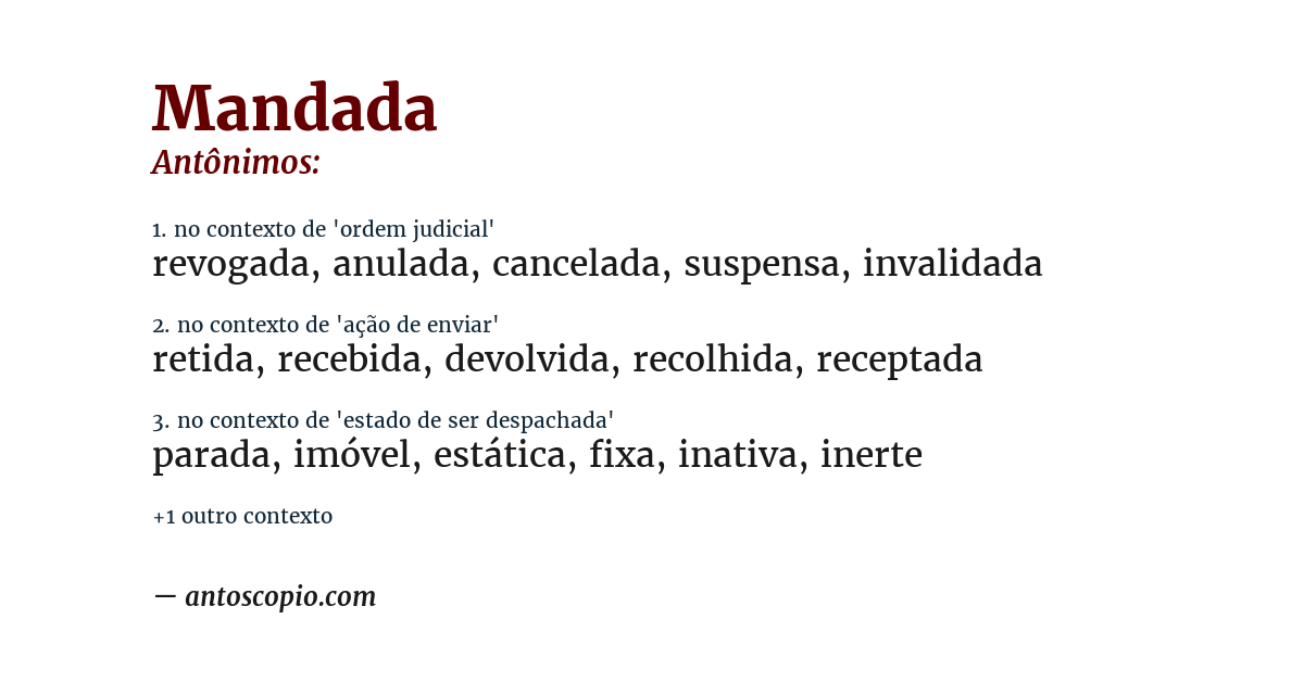 Antônimo de mandada