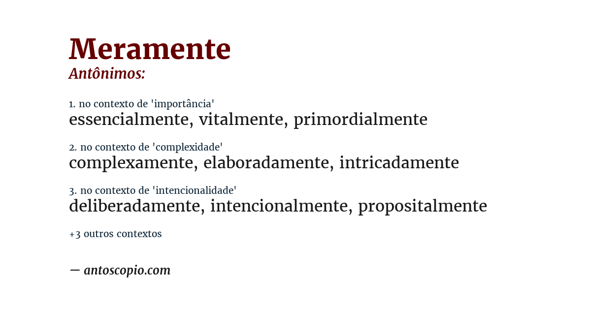 Antônimo de meramente