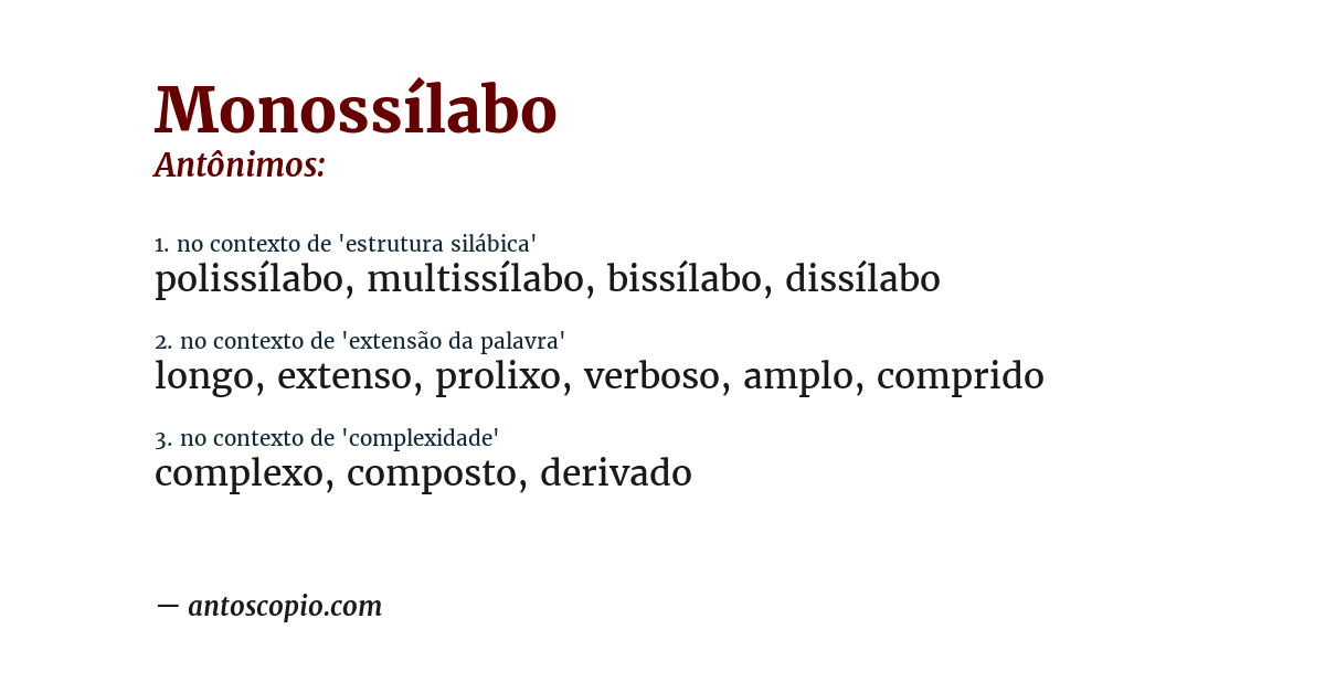 Antônimo de monossílabo