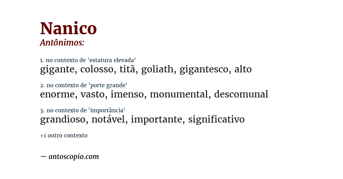 Antônimo de nanico
