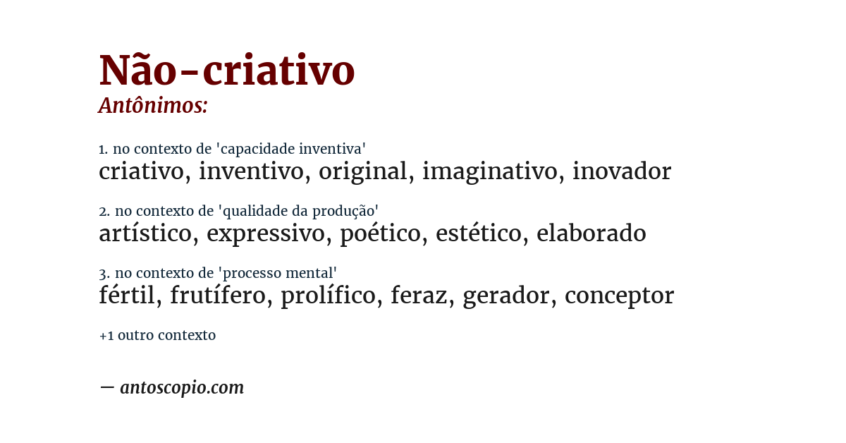 Antônimo de não-criativo