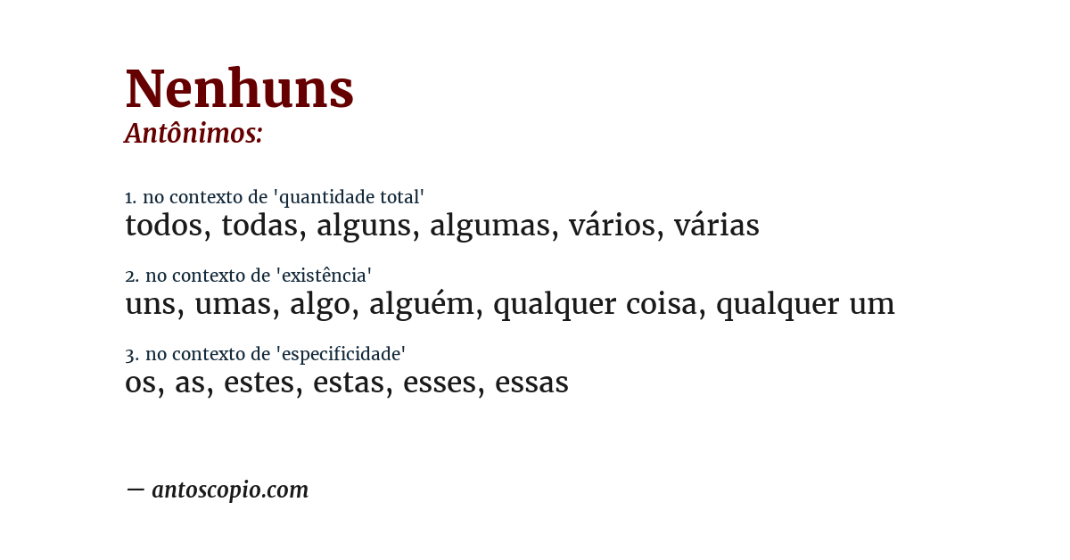 Antônimo de nenhuns