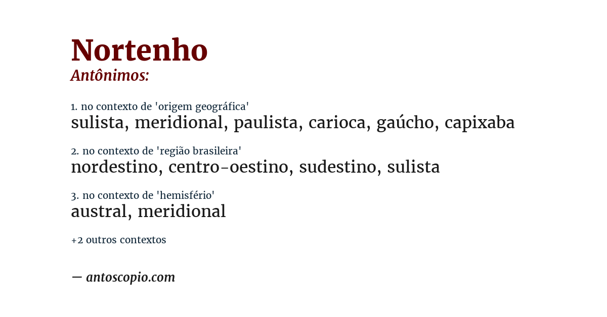 Antônimo de nortenho