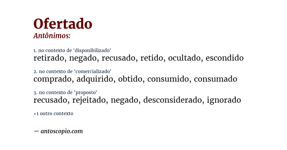 Antônimo de ofertado