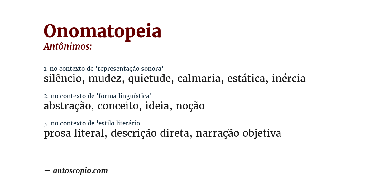 Antônimo de onomatopeia